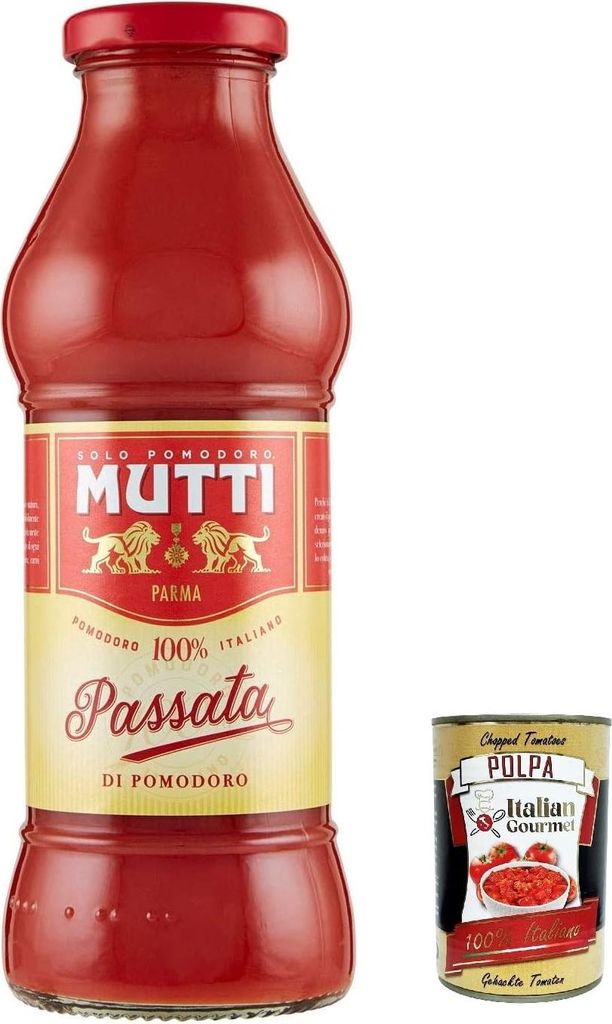 18x Mutti Passata di Pomodoro Tomatenpaste Tomaten sauce 100% Italienisch 400g + Italian Gourmet polpa 400g