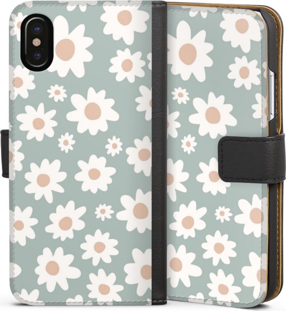 DeinDesign Klapphülle für Apple iPhone X Handytasche Lederhülle Tasche Blumen Gänseblume Muster