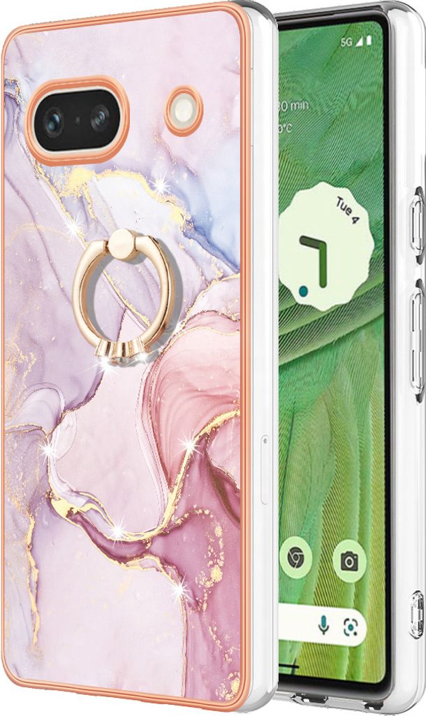 Hülle für Google Pixel 7A Muster TPU Silikon Stoßdämpfer Bumper Schutzhülle mit Ring Ständer Kupfer