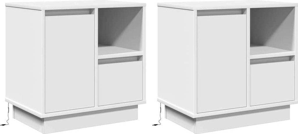 Nachttisch 2 pcs Weiß 50 x 34,5 x 50 cm Holzwerkstoff