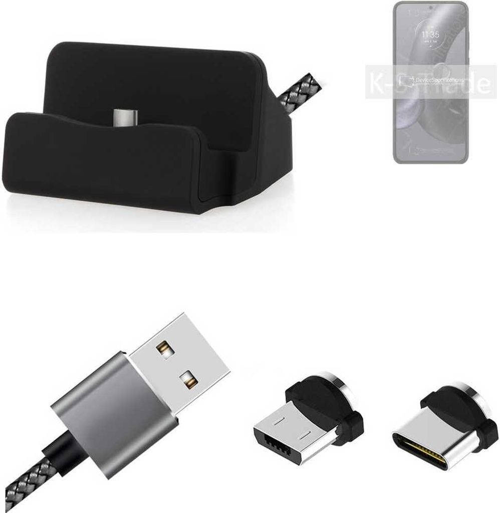 K-S-Trade Hochwertige Docking Station Ladestation Synch-Station Tischständer Ladegerät Ladeständer kompatibel mit Motorola Edge 30 Neo