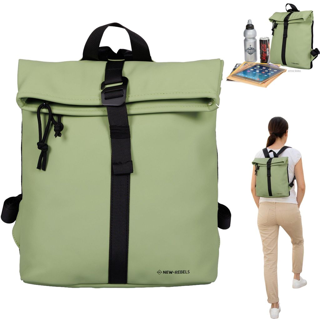 Rucksack Damen klein New Rebels Mart small Damenrucksack Handtasche Daypack Outdoor Freizeitrucksack Tasche Büro Freizeit 51 1255 81 Salbei Grün +e