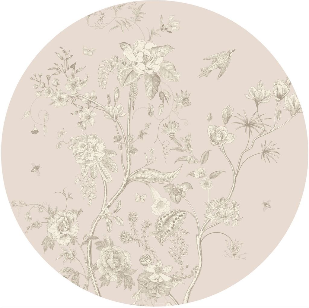 Sanders & Sanders selbstklebende runde Tapete Blumenmuster Beige Ø 140 cm