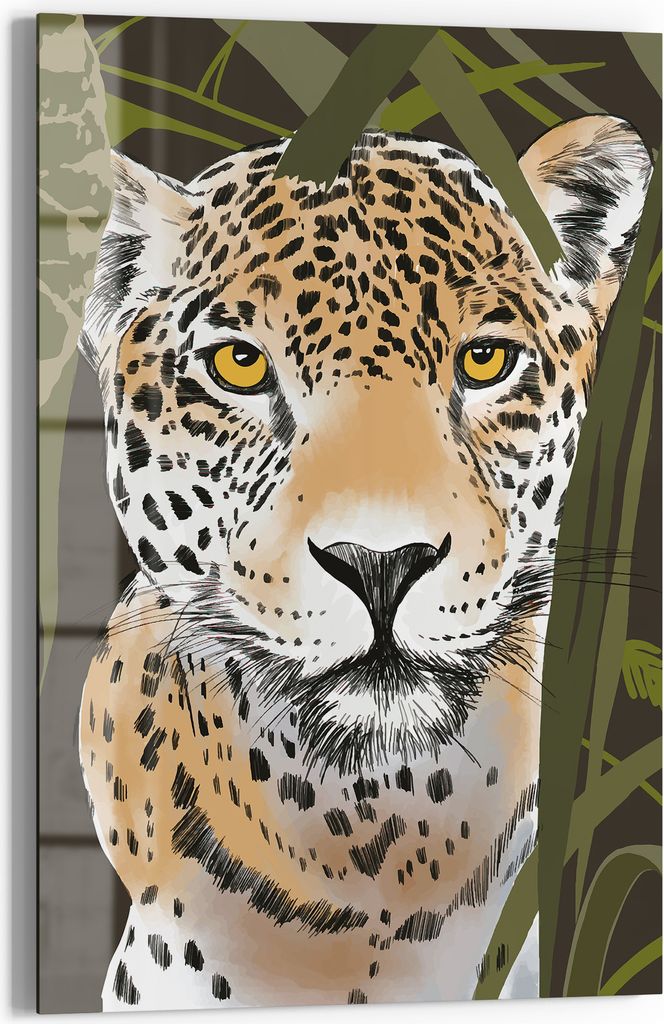 DEQORI Magnettafel Glas 60x90 cm 'Blick des Leoparden' beschreibbar Whiteboard Küche