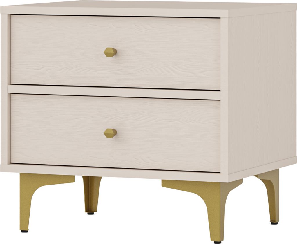 Masseno Nachttisch TORINO Nachtschrank Beistelltisch für Schlafzimmer 51,8 x 48,5 x 40,8 cm Beige
