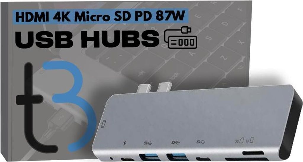 HUB USB-C ADAPTER HDMI 4k Micro SD Power Delivery PD 87W Produktbild 