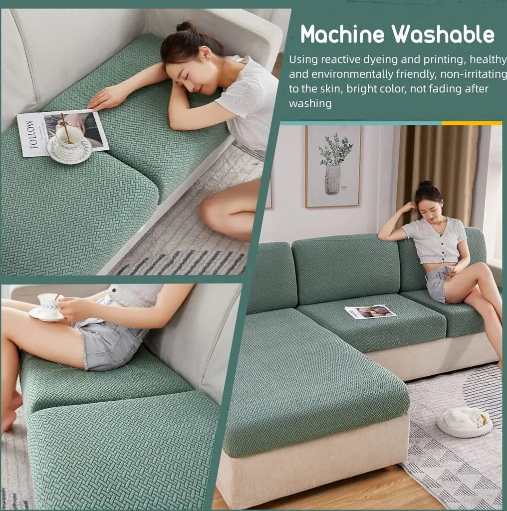 Subrtex Sofa Sitzkissenbezug - Elastischer Schutz Für 3-Sitzer In Grau