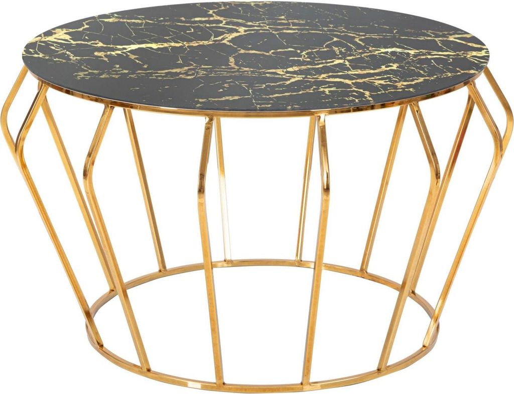 Couchtisch Tavolinetto 78 x 44.5 x 44.5 cm Metall Glas Gold Schwarz