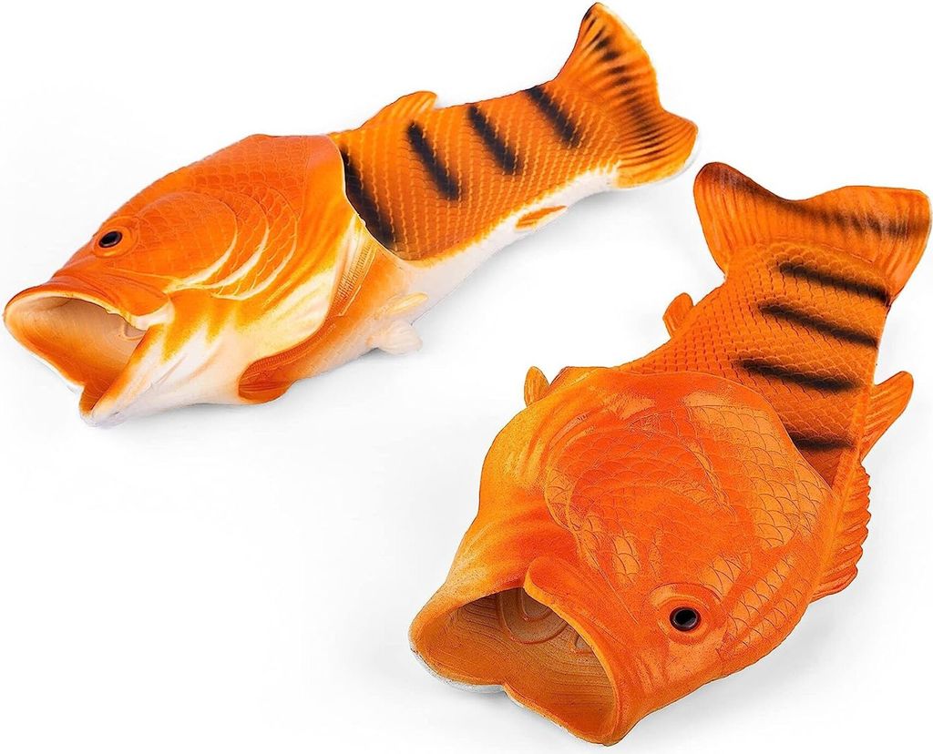ASKSA Fisch Flops Hummer Hausschuhe Uni Sandalen Barsch Strand Schlappen Kinder Jungen Mädchen, Orange, Größe: 24-25