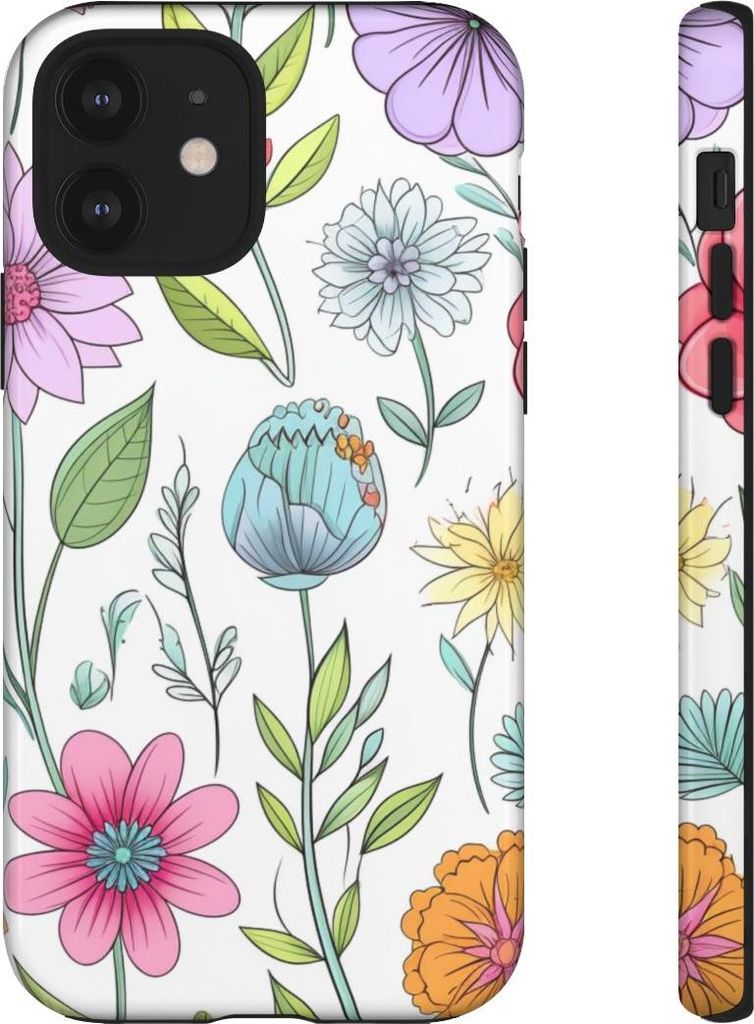 Buntes Blumenmuster – Hülle Kompatibel mit iPhone 12