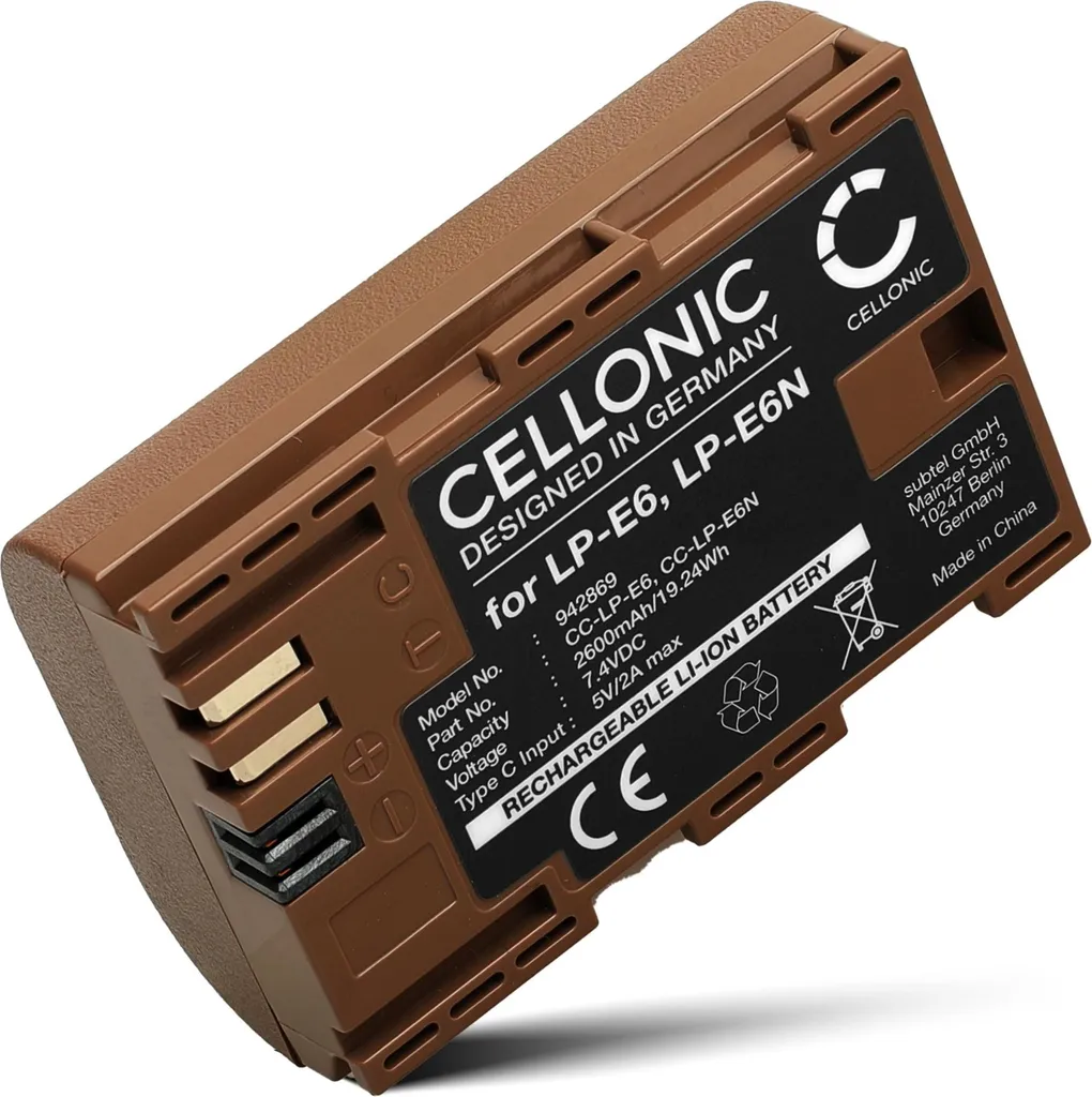 Batterie Haute Capacité 2600mAh Type LP-E6 pour Canon 5D Mark IV R7