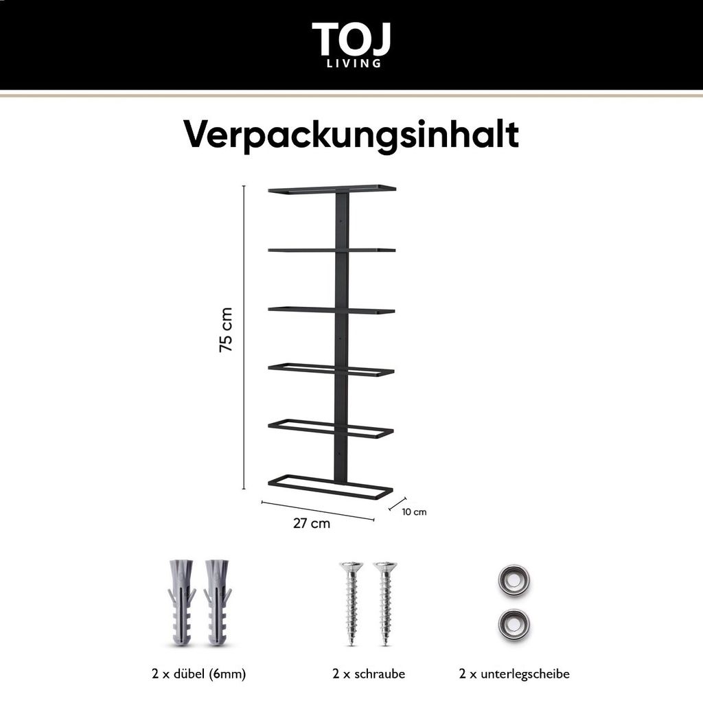 TOJ Living Weinregal Wand - Flaschenhalter wein - Immagine del prodotto 