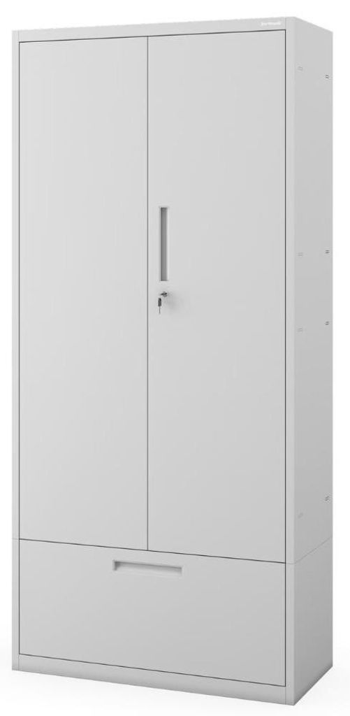 Metallschrank mit Hohe Schublade MEGAN 195x90x40cm Grau | Büroschrank Aktenschrank Stahlschrank Fachbodenschrank Werkstattschrank