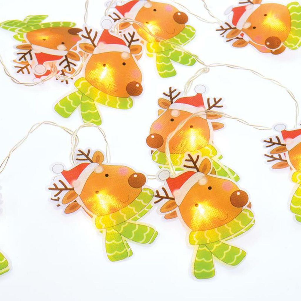 ACA Beleuchtetes Rentier aus Kunststoff, dekorative Lichterkette mit 10 LEDs, batteriebetrieben (2xAA), WW, IP20, 135+30cm, transparentes Stromkabe...