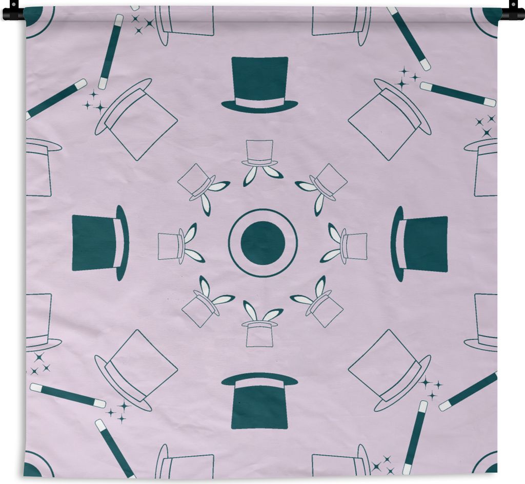 MuchoWow Wandteppich Wandbehang Zauberer - Muster - Kaninchen 60x60 cm Tapisserie Dekoration Wandtuch - Dekorationen - Wand Decke
