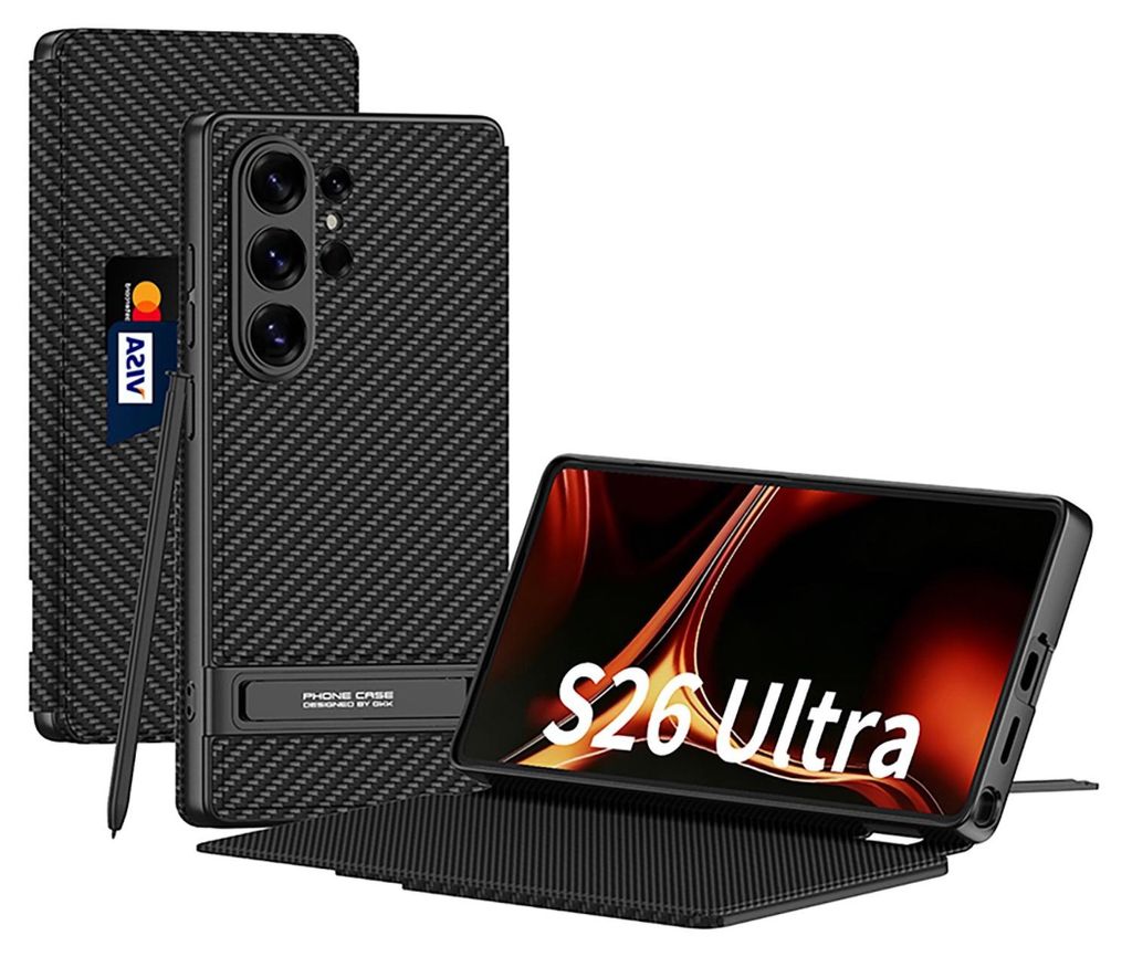 Handy Hülle Leder Flip für Samsung Galaxy S26 Ultra 5G Book Wallet Klapp Schwarz