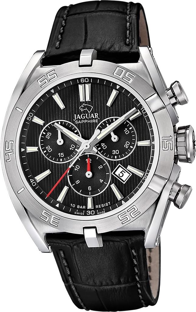 Jaguar Leder Herren Uhr Chronograph Elegant Luxus schwarz Executive D2UJ857/D