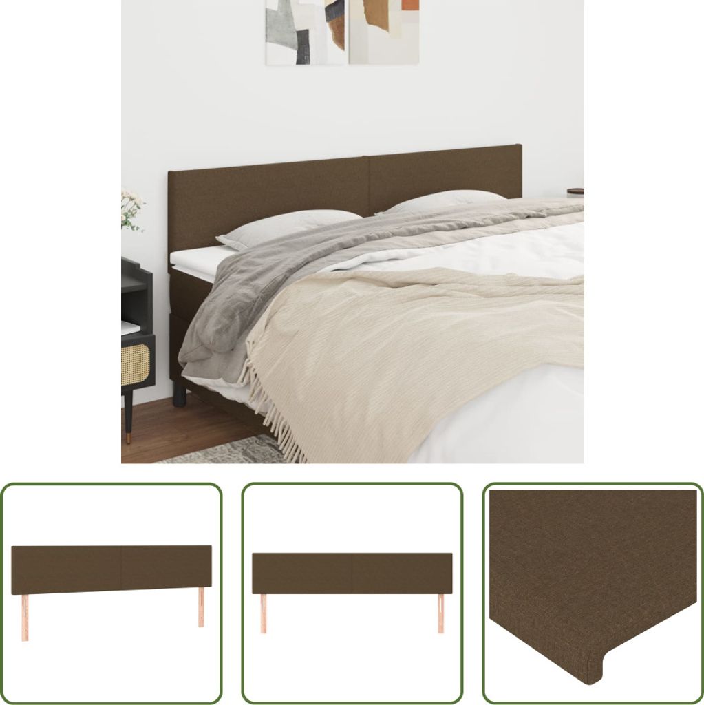 The Living Store Kopfteile 2 Stk. Dunkelbraun 90x5x78/88 cm Stoff
