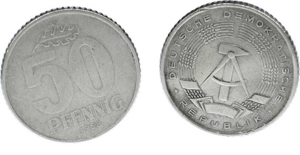50 Pfennig DDR Manschettenknöpfe Miniblings Münzen Geld Ostalgie silber + Box