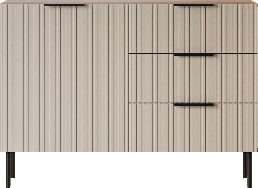 Furniture24 Kommode Almera 2 Schubladenschrank 104 X 75 X 42 Cm Nußbaum / Kaschmir