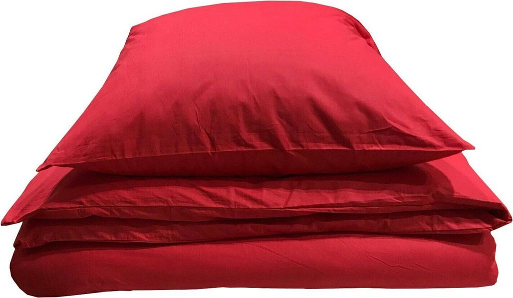 2 tlg Uni Bettwäsche 135x200 Rot Einfarbig Renforce Produktbild 