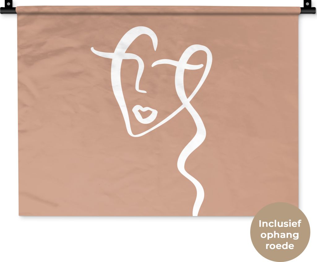 MuchoWow Wandteppich Wandbehang Frau - Gesicht - Abstrakt 60x45 cm Tapisserie Dekoration Wandtuch - Das Schlafzimmer