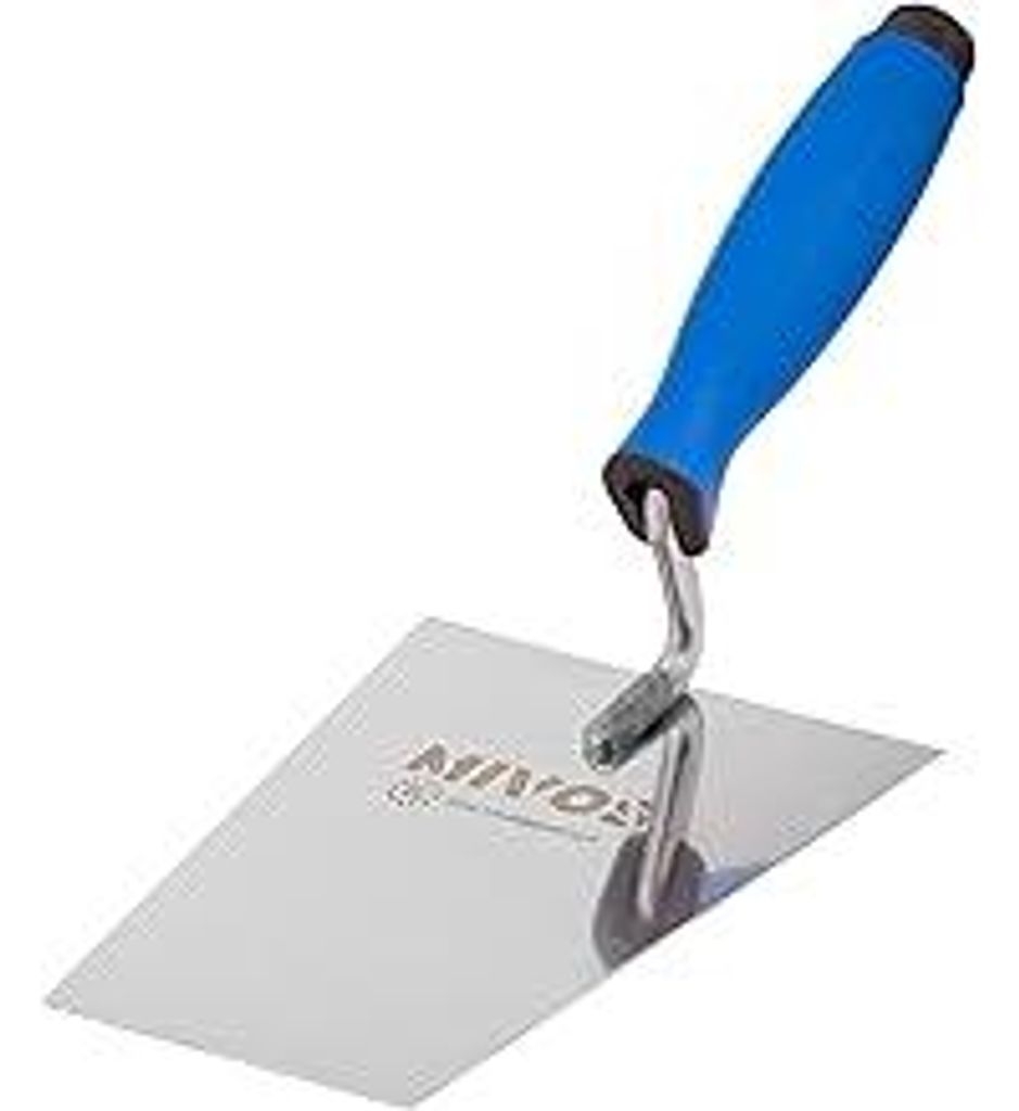 Edelstahl Trapez Maurerkelle 180 x 80 mm - Rostfreie Trapezkelle 180 mm mit Gummigriff - Stuckateur Kelle für Mauerwerk - Trapez Putzkelle EU