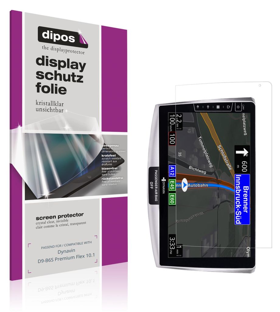 2x Schutzfolie für Dynavin D9-B6S Premium Flex 10.1 klar Displayschutzfolie Folie Display Schutz dipos