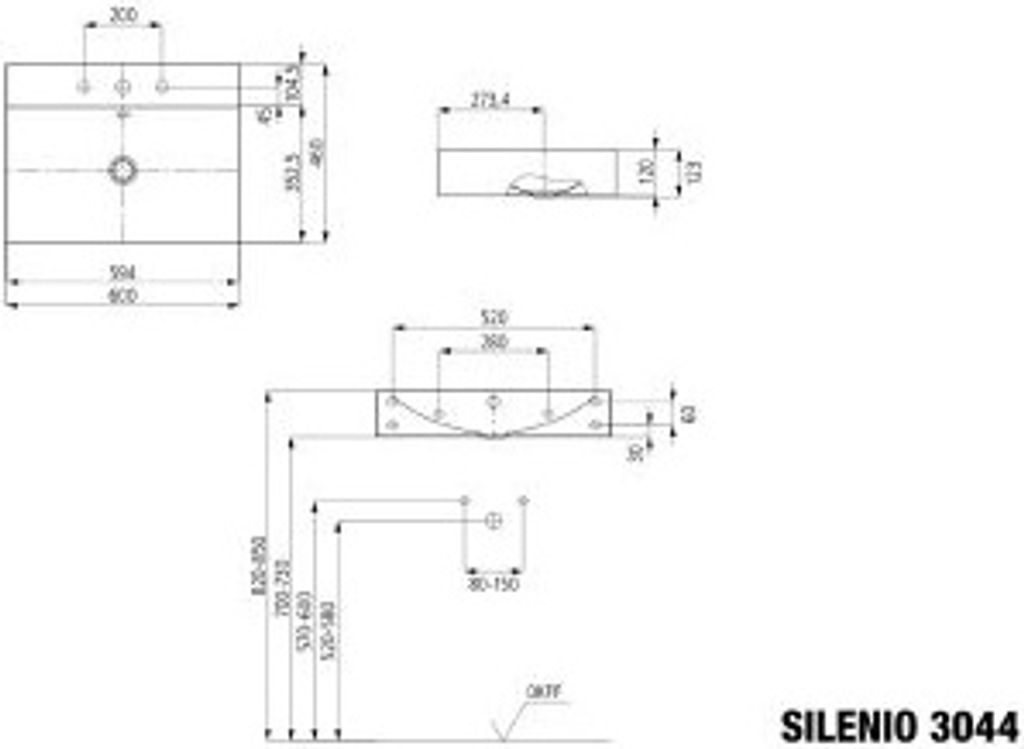 Kaldewei 904307203663 Wand-WT SILENIO Mod.3044, 600 x 460,