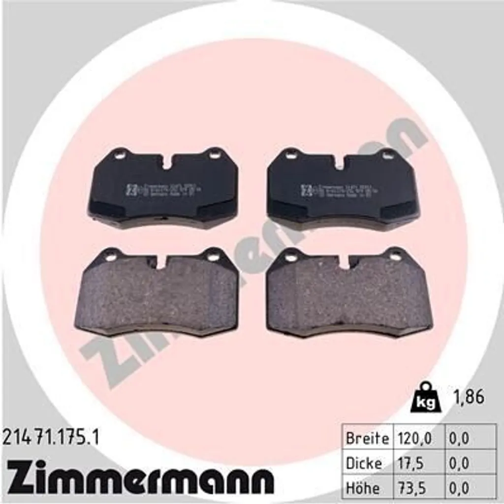 Plaquettes de Frein Zimmermann 21471.175.1 Silence et Longévité Série 7