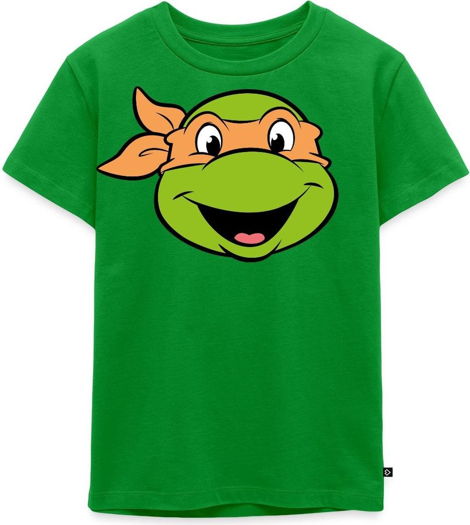 Spreadshirt Teenage Mutant Ninja Turtles Michelangelo Kostüm Karneval Kinder Premium T-Shirt, 122/128 (6 Jahre), Grün