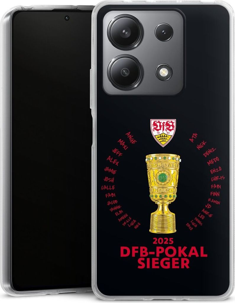 DeinDesign Handyhülle für Xiaomi Redmi Note 13 5G Silikon Hülle Case Smartphone Schutzhülle Offizielles Lizenzprodukt Pokal VfB Stuttgart