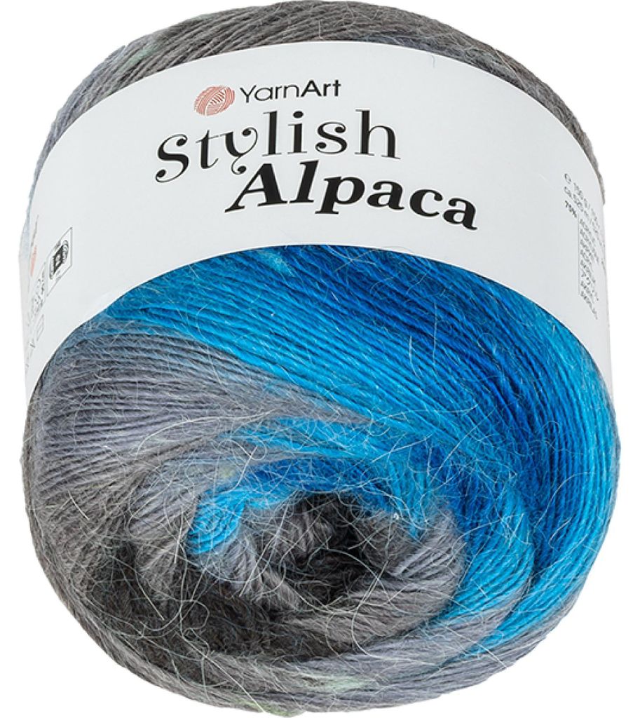 Garn „Stylish ALPACA“ – 150 g, 525 m – Blau, Grau Produktbild 