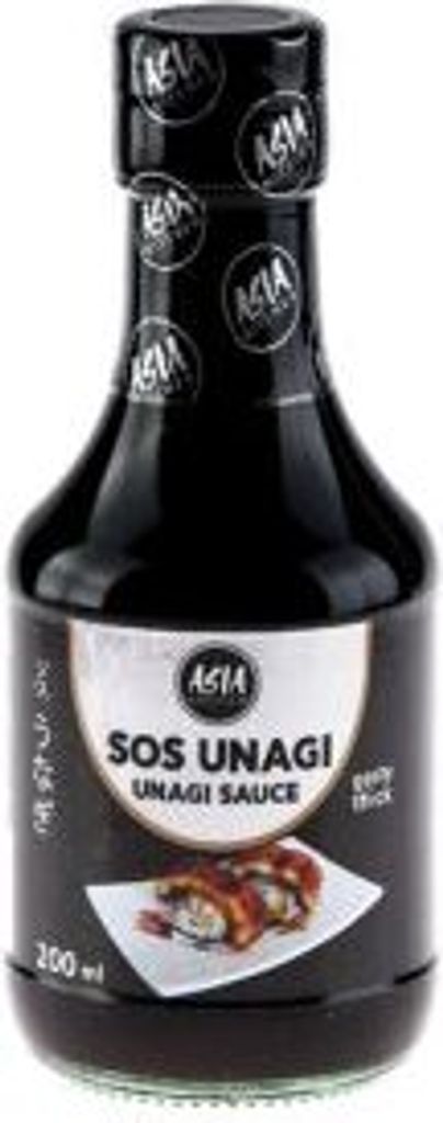 A bottle of Unagi sauce on a white background.