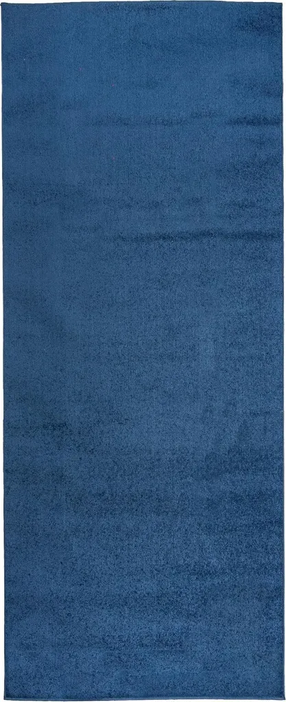 Tapis Bleu Uni Mazovia Compatible Chauffage au Sol 70x300 cm Durable