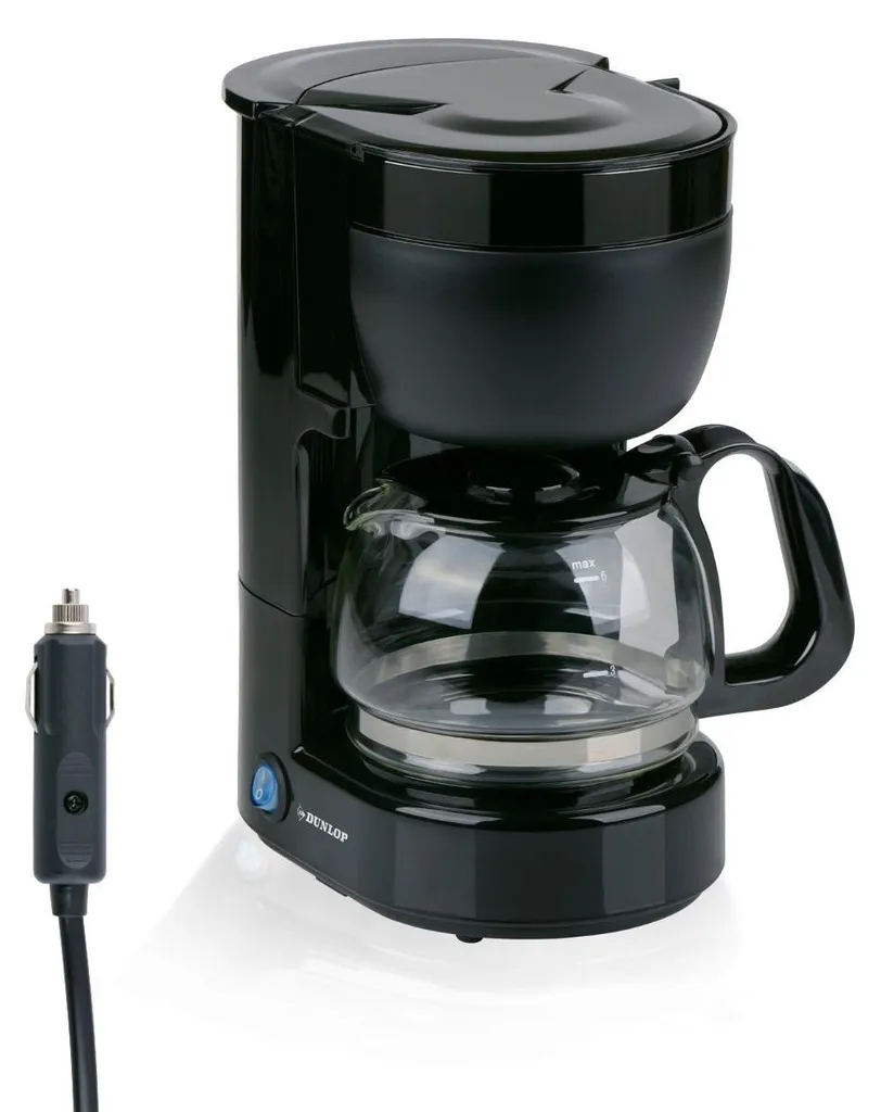 Cafetière 12V Dunlop 170W compacte avec verseuse en verre 0.65L