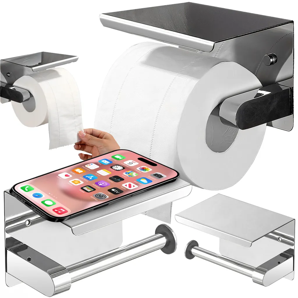 Distributeur de papier toilette Retoo en métal argenté pour salle de bain