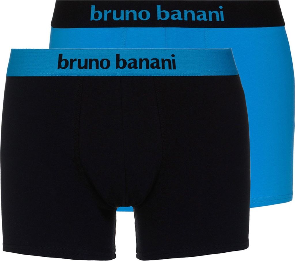 Bruno Banani Herren Unterhosen Short 2er Pack Flowing aquablau und schwarz