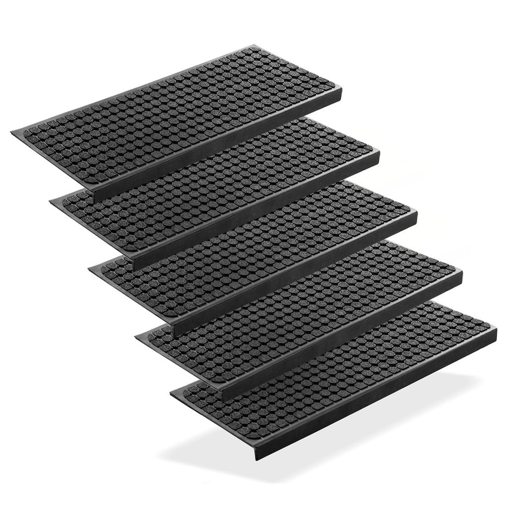 BigDean 5 Stück Stufenmatten aus Gummi – 75 x 25 cm – Outdoor Treppenstufenmatten – Anti Rutsch Gummimatten Kreis Design