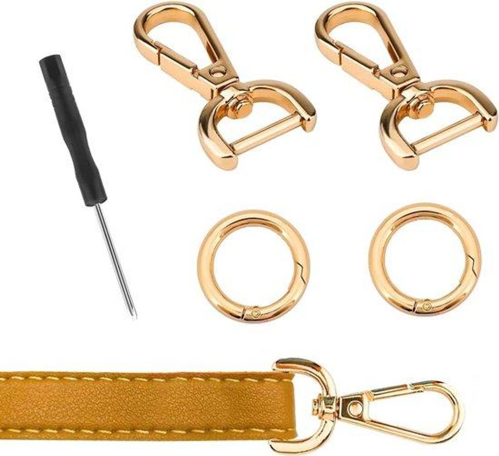 Set aus 2 drehbaren Karabinerschlössern mit D-Ringen und Sicherheitsringen - Inklusive Schraubendreher für Alltagsgepäck und Portemonnaie