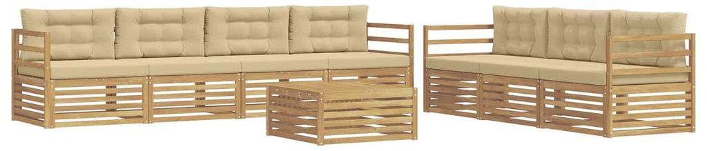 vidaXL Outdoor-Sofagarnitur 8 pcs Weiß und Beige 79 x 79 x 37 cm