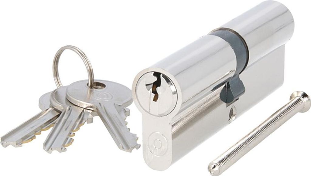 Profilzylinder Messing vernickelt - Doppelzylinder 45/45mm verschiedenschließend