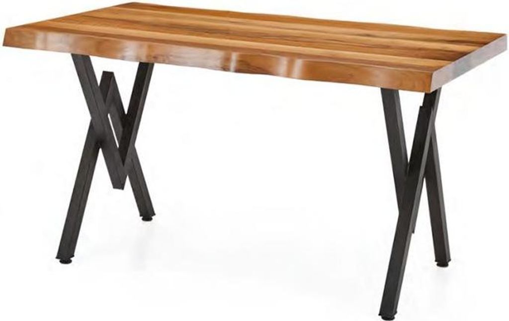 Esstisch Gartentisch Terrassentisch Tisch Mit Baumkante Holz Edelstahl