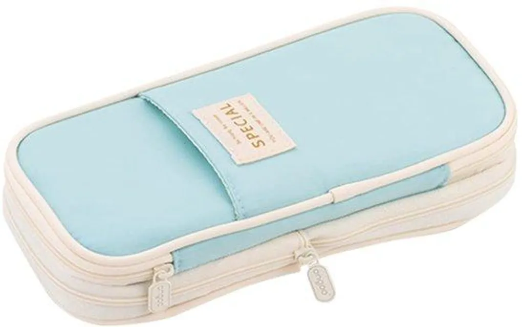 Étui en toile bleue de grande capacité pour ranger vos stylos d'études