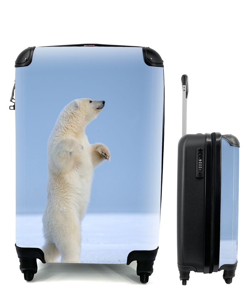 MuchoWow Koffer Handgepäck Trolley Rollkoffer Kleine Reisekoffer mit 4 Rollen - Eisbär - Lustig - Schnee - Kinder - Jungen - Mädchen - Kind - ...