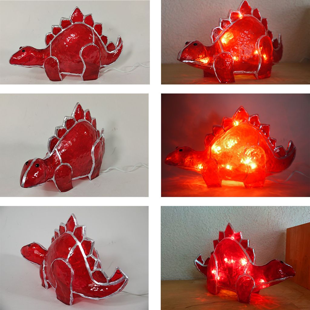 Dekorations-Leuchte DINO Fiberglas-Tisch-Kinder-Leuchte : Rot