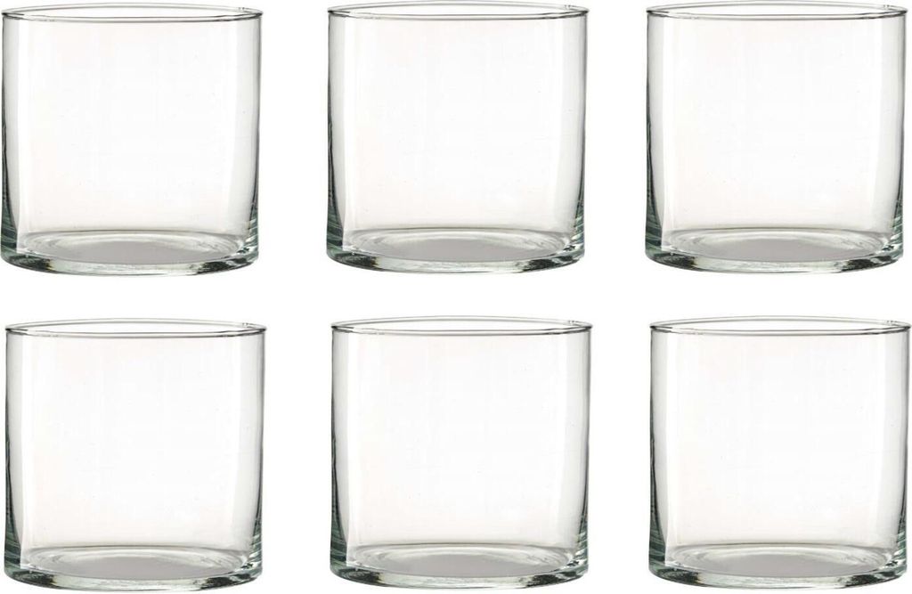 6er Set Teelichthalter Dekogläser Vasen ZYLINDER H 10cm D. Produktbild 