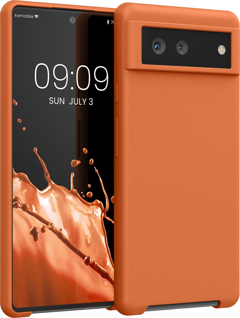 kwmobile Hülle kompatibel mit Google Pixel 6 Hülle - Silikon Handy Case - Handyhülle weiche Oberfläche - kabelloses Laden - Warme Aprikose