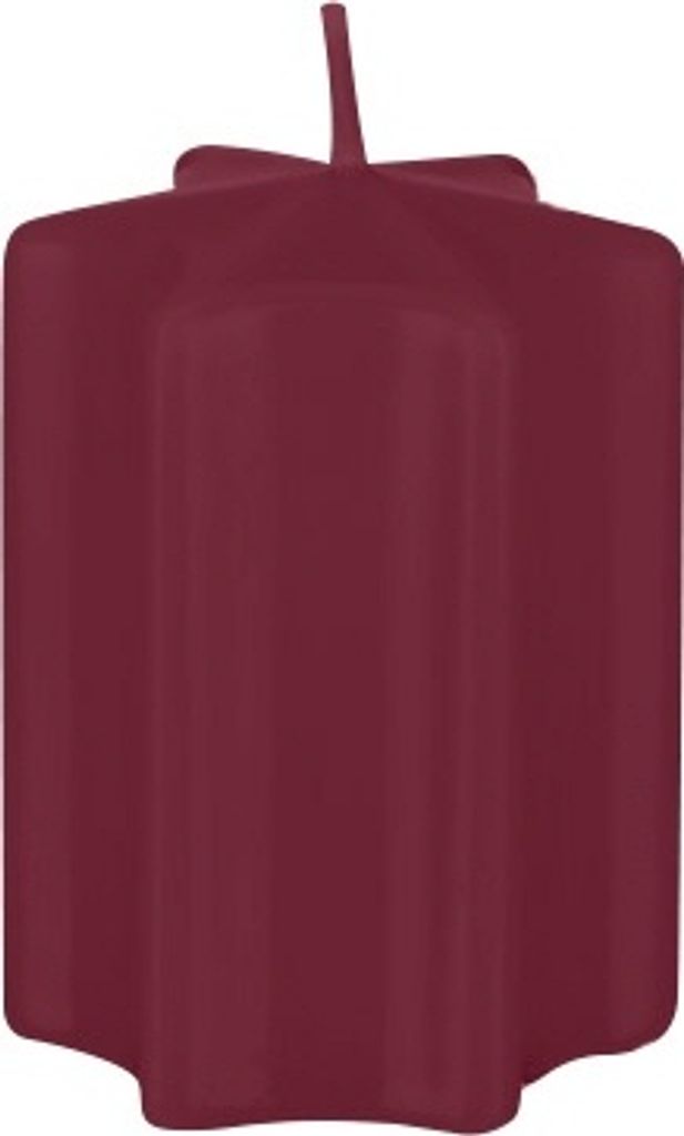 Sternkerzen Bordeaux 6 x Ø 6 cm, 4 Stück, Adventskerzen, Weihnachtskerzen