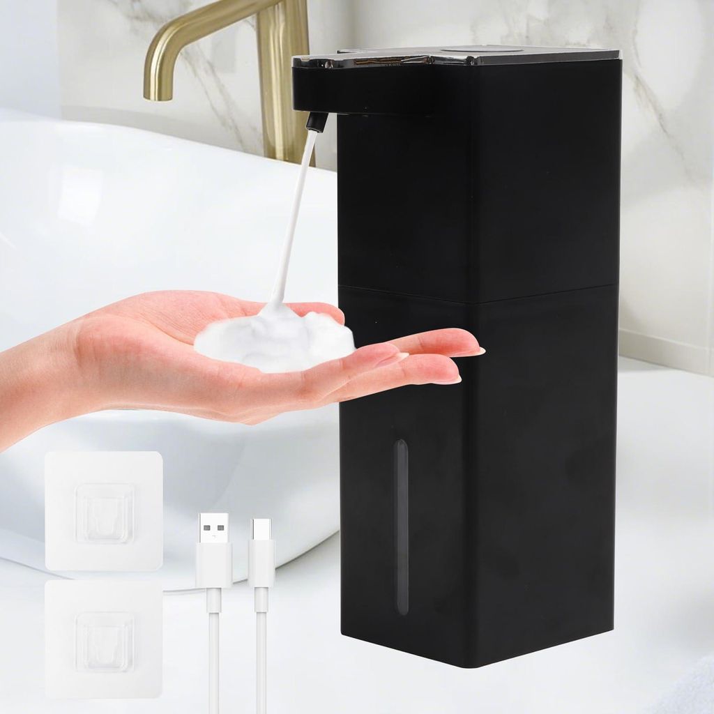 Automatischer Seifenspender 400 ml, IPX5 wasserdicht | Berührungslos mit Infrarotsensor (0,25 s) | USB-Seifenspender für Schaumseife, Wandmontage...